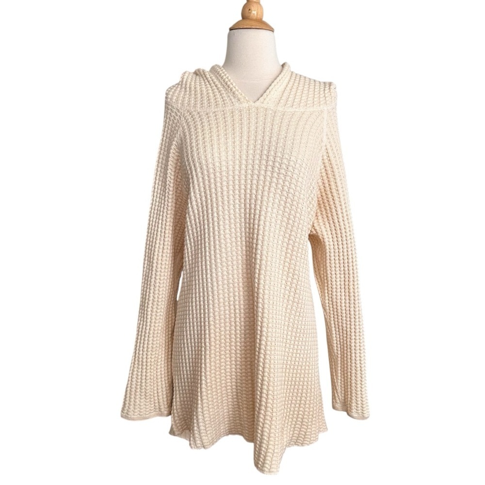 SASQUATCHFABRIX Waffle Knit Hoodie Tunic Sweater Dress Made In Japan‎ Cotton M